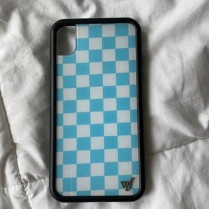 Blue check wildflowers case for iPhone XR